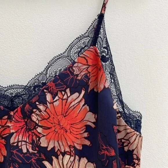 Floral Satin camisole with lace - Picture 2 of 4